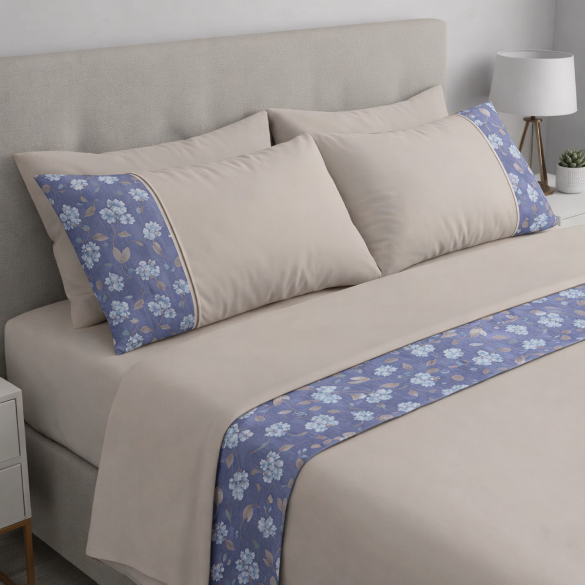 Completo letto Armonie IPERSAN Puro Cotone Verbena Tortora