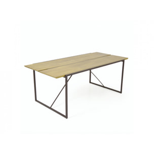 Table de repas en bois massif et métal L195cm - NORDIK
