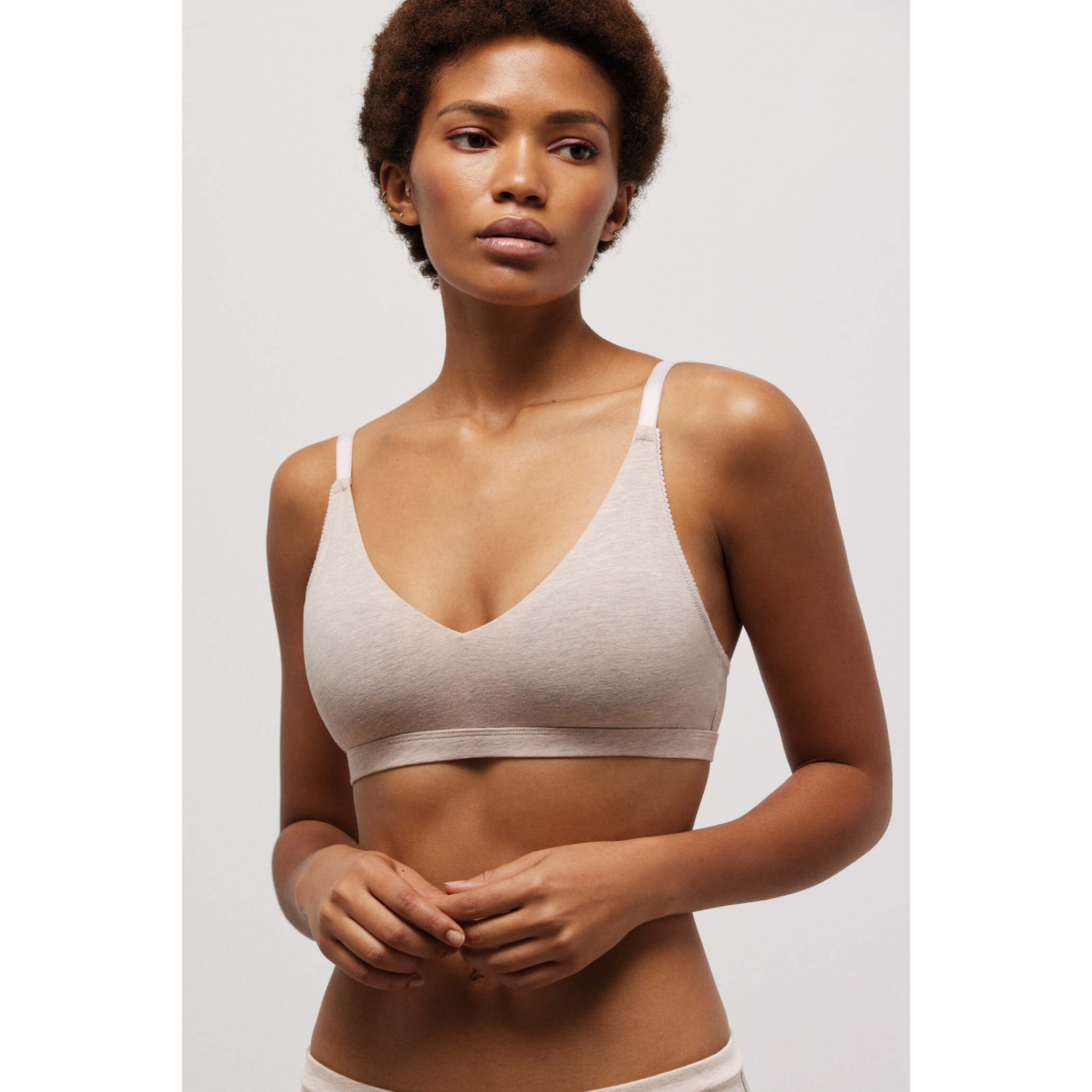 Reggiseno imbottito senza ferretto in cotone biologico beige
