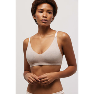 Reggiseno imbottito senza ferretto in cotone biologico beige