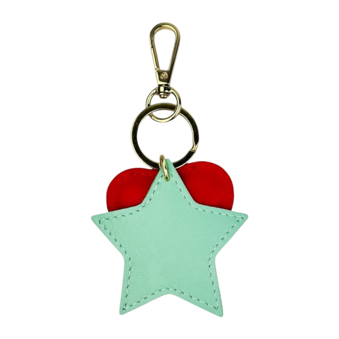 Llavero de corazón rojo Cheval Firenze con estrella verde