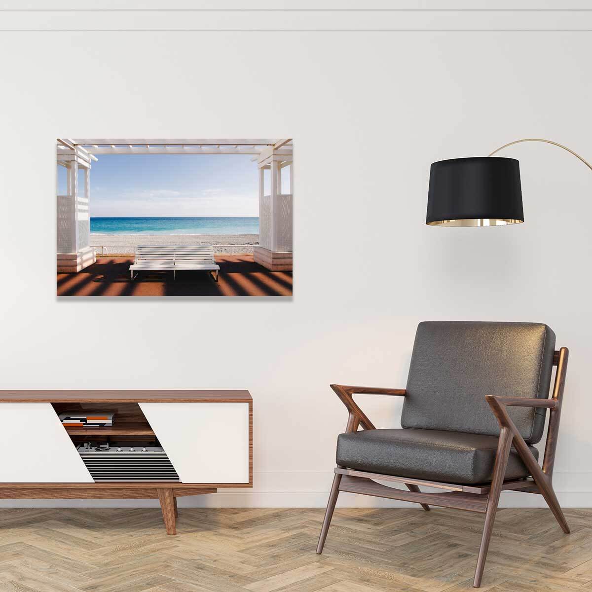 Tableau paysage fenêtre sur la mer  Toile imprimée