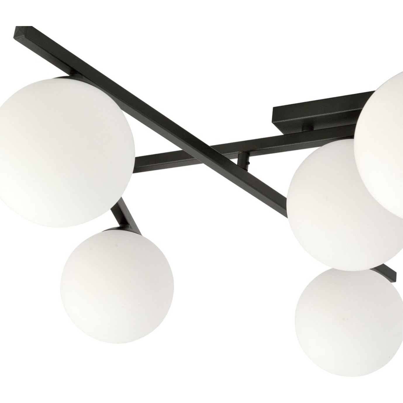 Lampada a sospensione SMART in acciaio nero e vetro opale