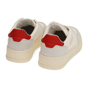 Sneakers bianco/rosso, suola 4 cm