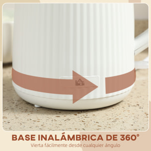 Hervidor de Agua Eléctrico 1,7 L, 2025 W, Calentador de Agua Eléctrico con Apagado Automático, Base Giratoria 360°, Filtro Antical Extraíble, Crema