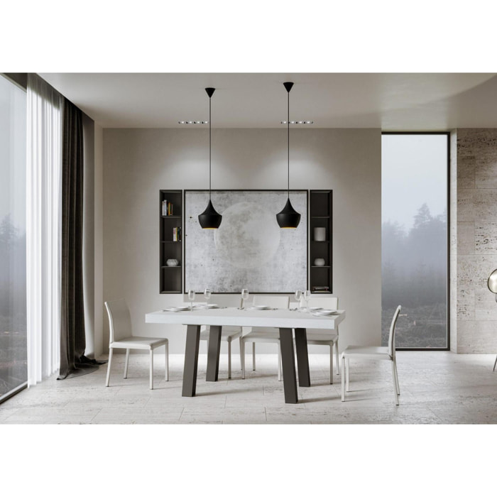 Table extensible 90x180/440 cm Bridge Frêne Blanc cadre Anthracite