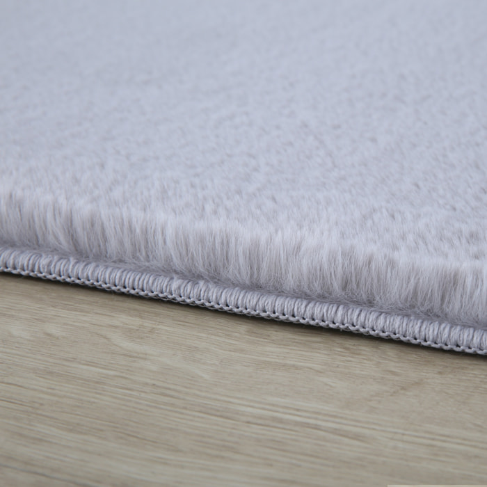 BARROW - Tapis en fausse fourrure doux uni Silver