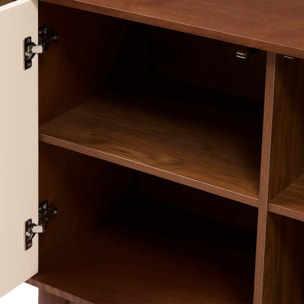 Buffet 3 portes 6 étagères Jilani marron 150x40cm