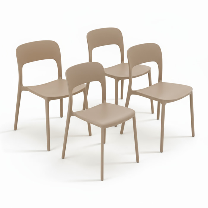 Set 4 Sedie Da Giardino In Polipropilene Impilabili Leggere E Resistenti Ideali Per Esterni Terrazze Giardini Bar Dehors Ristoranti Tortora