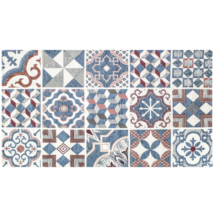 TAPPETO ARREDO MAIOLICHE AZZURRO TOPAZIO CON FONDO ANTISCIVOLO