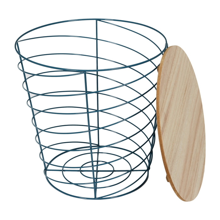 Table Filaire Bois Et Metal Cyclone Bleu