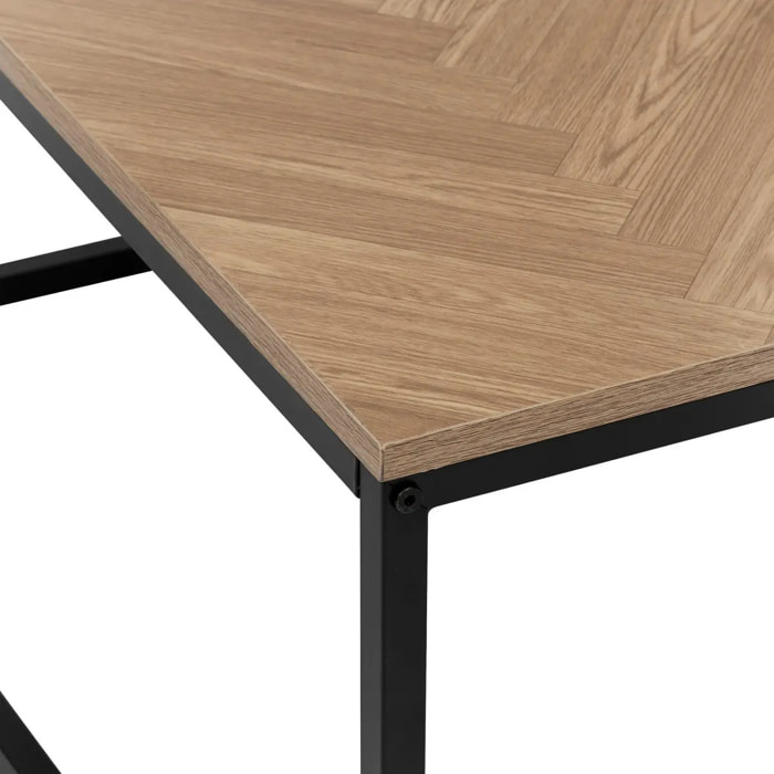 Table basse "Chevrons" effet bois et noir 80x80cm