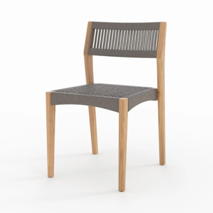 Table et chaises de jardin en bois de teck massif 6 personnes - Kora