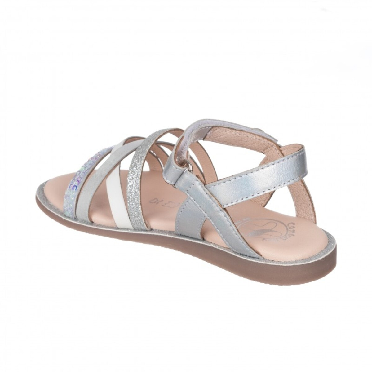 Sandalia en piel con tiras y cierre  velcro