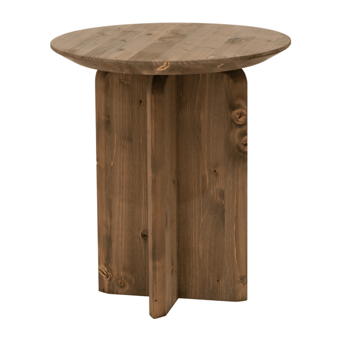 Mesa auxiliar de madera maciza en tono roble oscuro de 50x45cm Alto: 50 Largo: 45 Ancho: 45