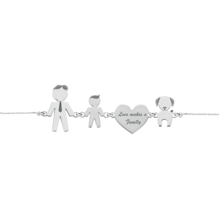 Bracciale Love Makes a Family Papà-Bimbo-Cuore-Cane Argento