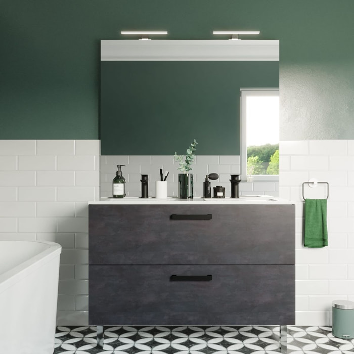 Meuble salle de bain double vasque 2 tiroirs - CHELSEA