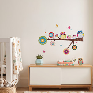 Stickers Muraux décoration adhésifs hiboux et étoiles