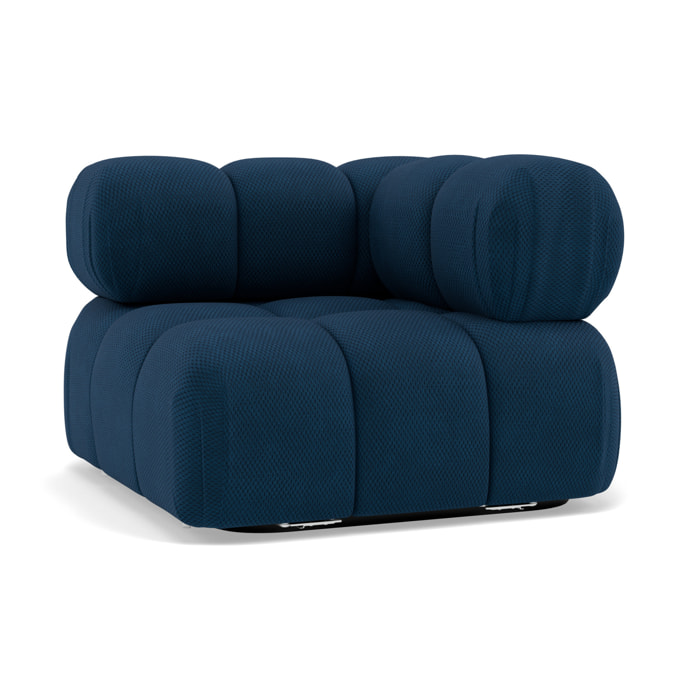 Ruby - module d'assise d'angle droit en velours texturé - Bleu