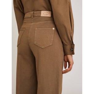 Motivi - Pantaloni wide in drill di cotone - Marrone