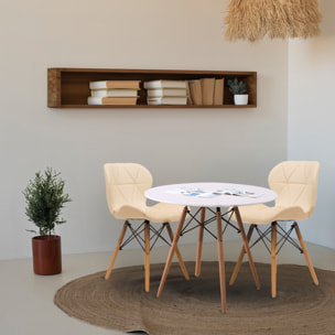 Pack Mesa Pequeña Redonda Estocolmo + 2 Sillas Beige