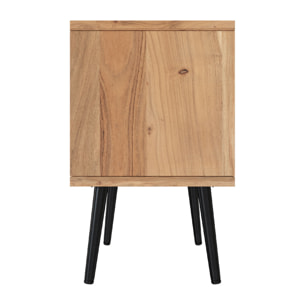 Table de chevet en bois d'acacia et métal, 1 tiroir et 1 niche - Alabama