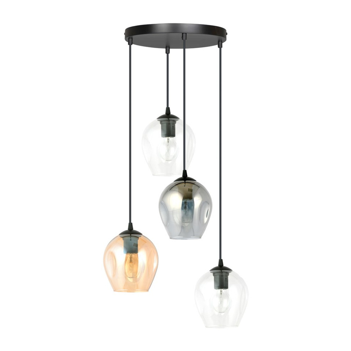 Lampada a sospensione ISTAR in acciaio nero e vetro mix