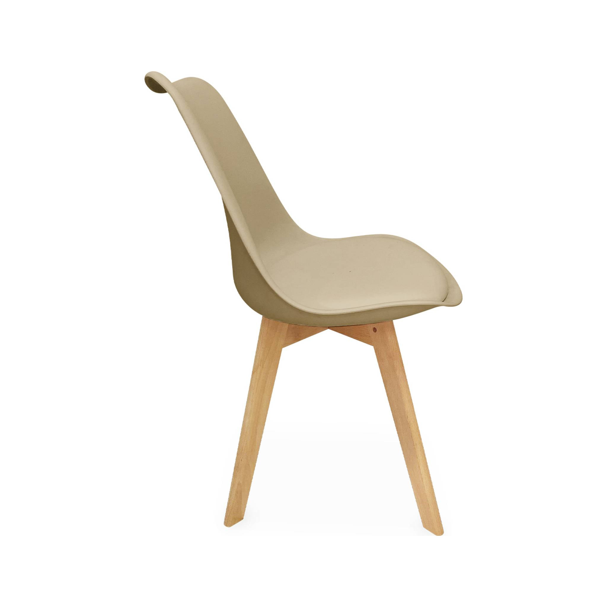 Lot de 4 chaises scandinaves. pieds bois de hêtre. chaise 1 place. cappucinno