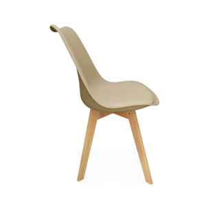 Lot de 4 chaises scandinaves. pieds bois de hêtre. chaise 1 place. cappucinno