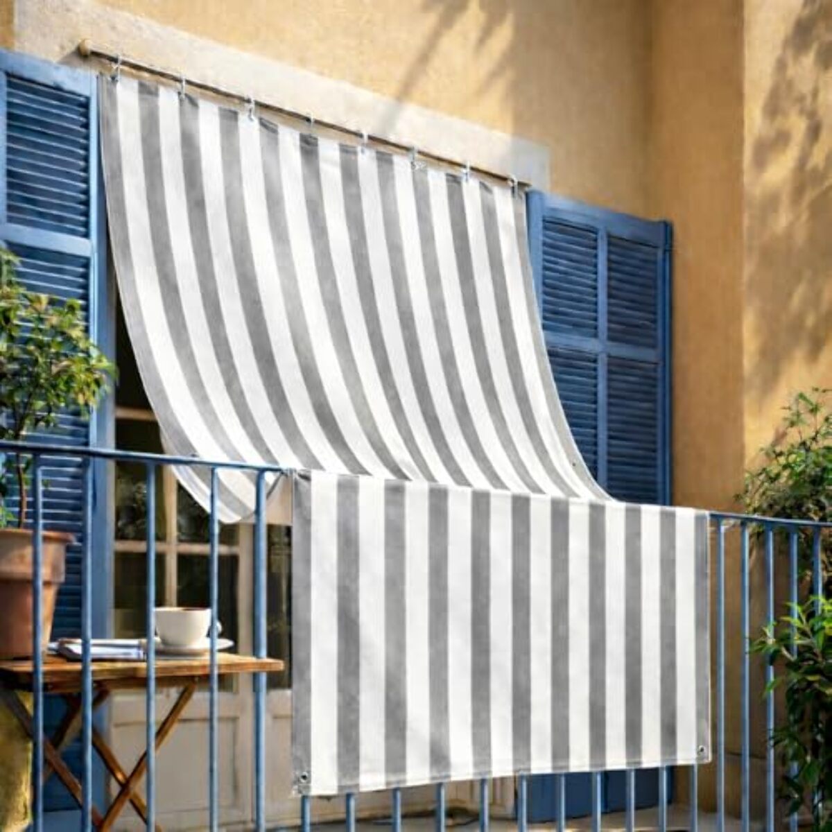 Intrecci Tenda da Sole Impermeabile per Verande e Balconi con Occhielli Righe Grigio