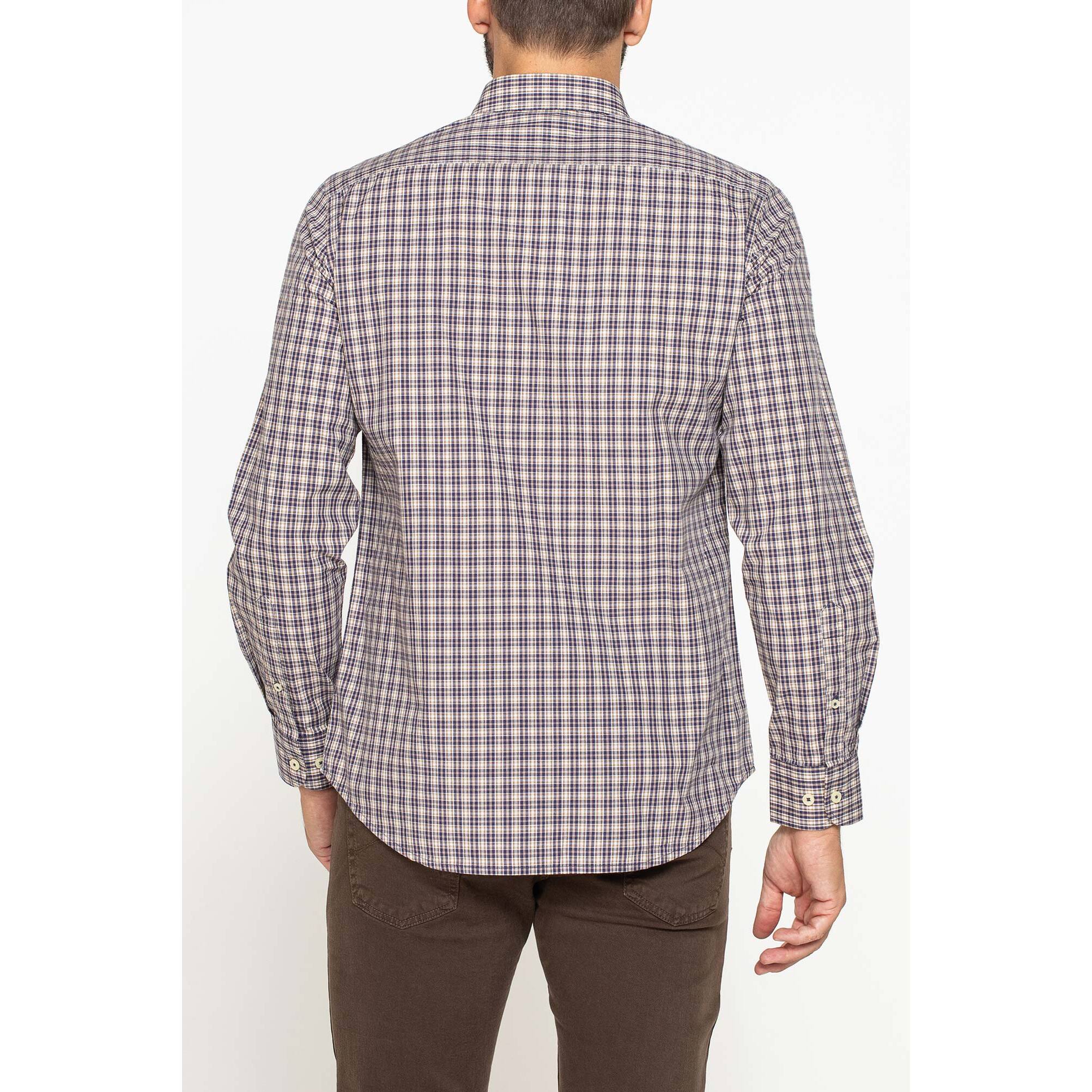 CAMICIA FANTASIA TINTO FILO CON COLLO BUTTON-DOWN