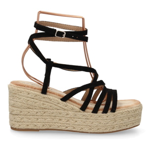 Sandalias de cuña de yute para mujer, diseño comodo y moderno con tiras cruzadas