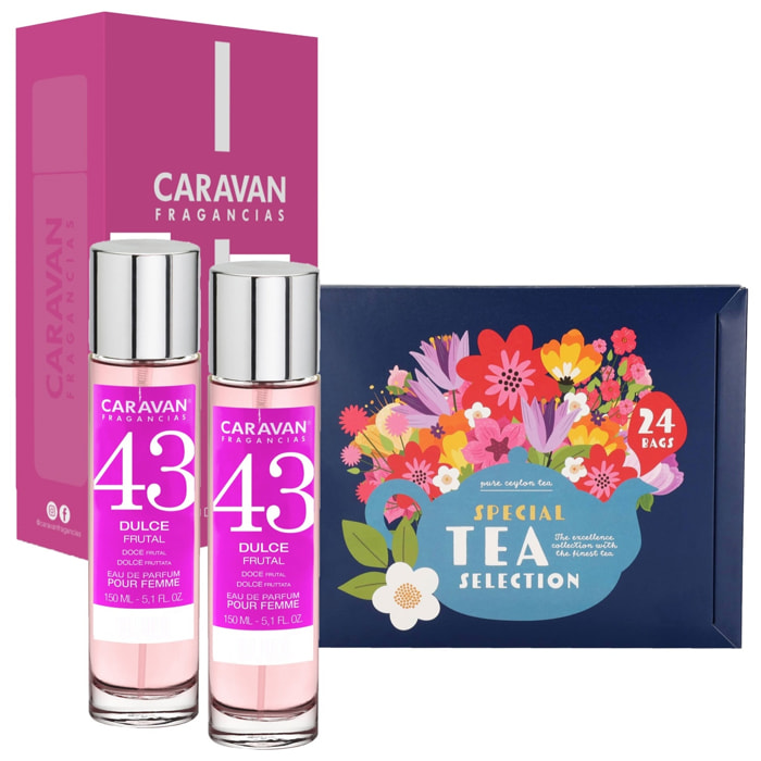 Caravan set de 2 fragancias de mujer nº43+ caja regalo caravan + selección especial de té con 24 bolsitas