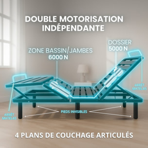 Ensemble lit électrique Ergoflex et matelas | Contour Bouclette | Sable