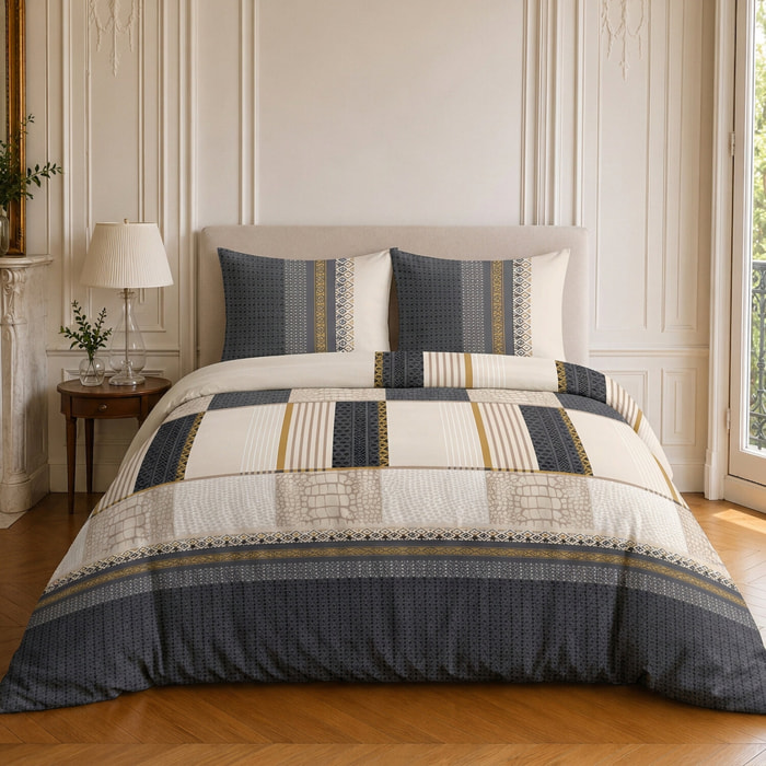 Parure housse de couette 100% coton motif géométrique - HELENE