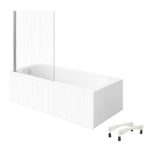 Bañera derecha con patas 170x70 cm, color blanco VILLEROY & BOCH O.Novo + Mampara de baño izquierda Raywall cromada AURYS