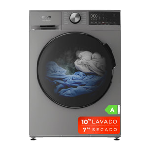 EVVO Lavadora-secadora Nova 10/7X, 10+7 kg, 1350 rpm, Clase A, inverter, vapor Steam Wash, ePROTECT, 14 programas, 15’ rápido, inox