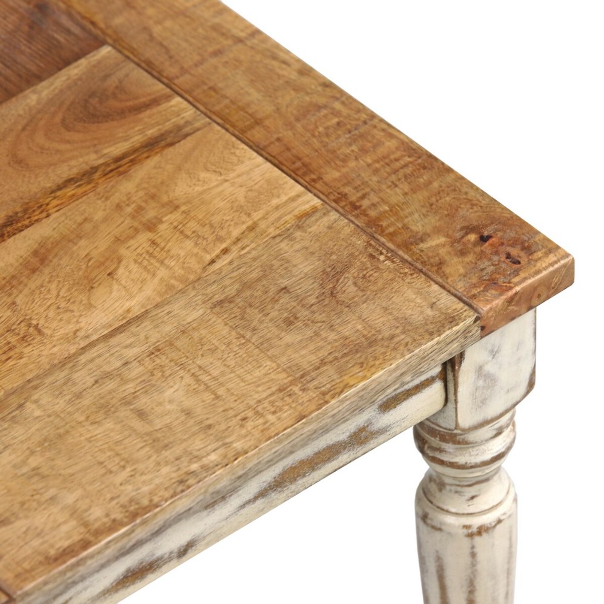 Tavolino quadrato in legno di mango beige decapato 40x40x40 cm - Salento