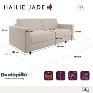 Canapé convertible express Hailie-Jade Velours - Matelas Dunlopillo 160cm