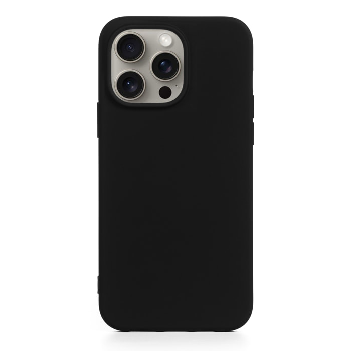 DAM Custodia in silicone  Essential per iPhone 15 Pro. Interno morbido e vellutato. 7,34x1,11x14,94 centimetri. Colore nero