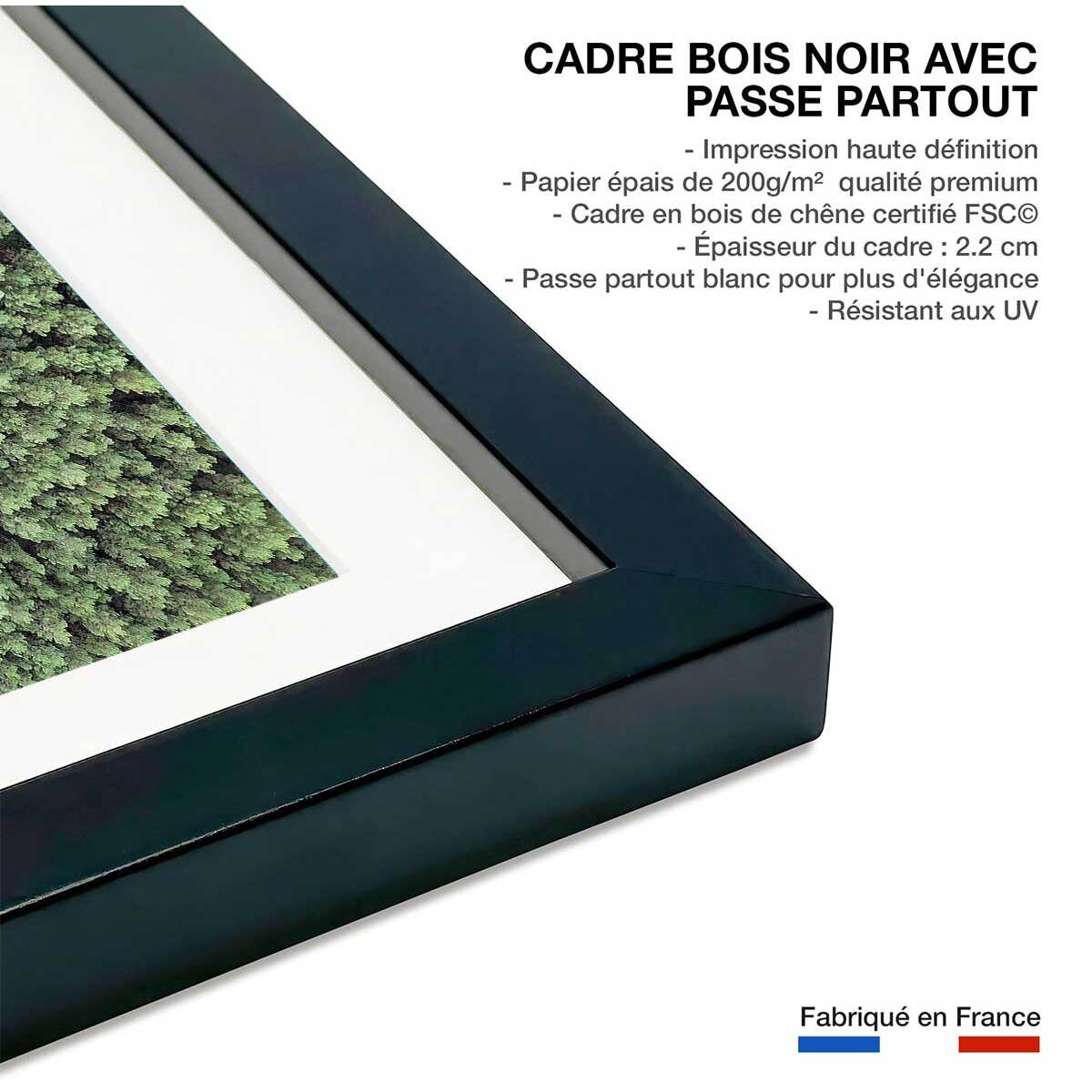 Affiche infinitude de la forêt landaise Affiche + cadre en bois - Noir