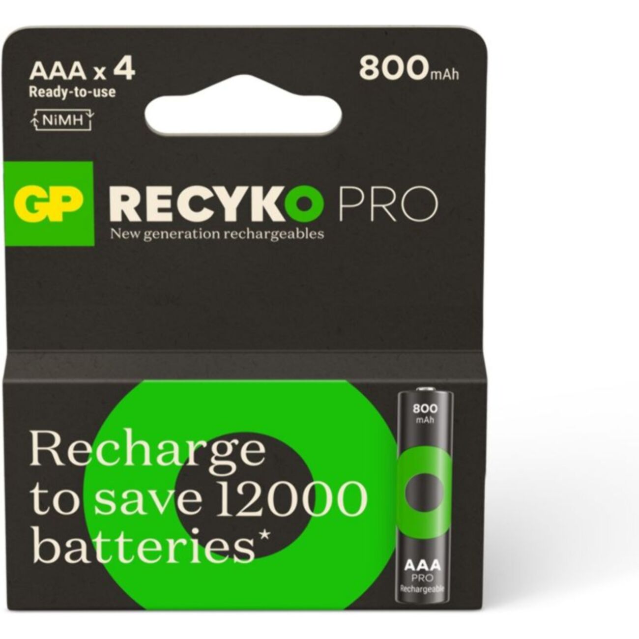 Pile rechargeable GP AAA ReCyckO+PRO lot de 4 800mAh