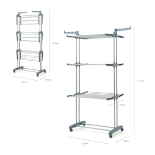 Étendoir Pliant Vertical à Roulettes Dolver InnovaGoods 24 Barres