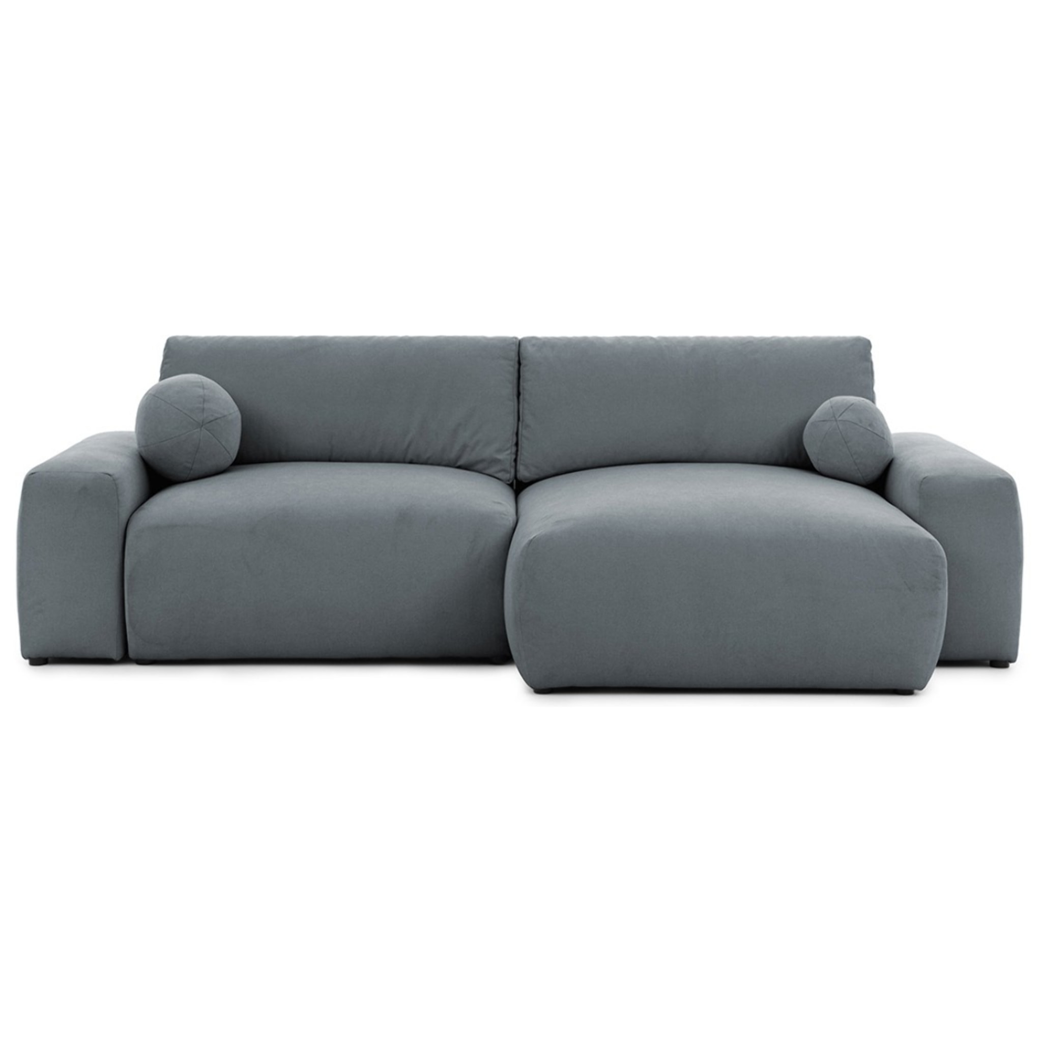 Constance - Canapé d'angle réversible 4 places convertible avec coffre en tissu - Gris