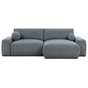 Constance - Canapé d'angle réversible 4 places convertible avec coffre en tissu - Gris