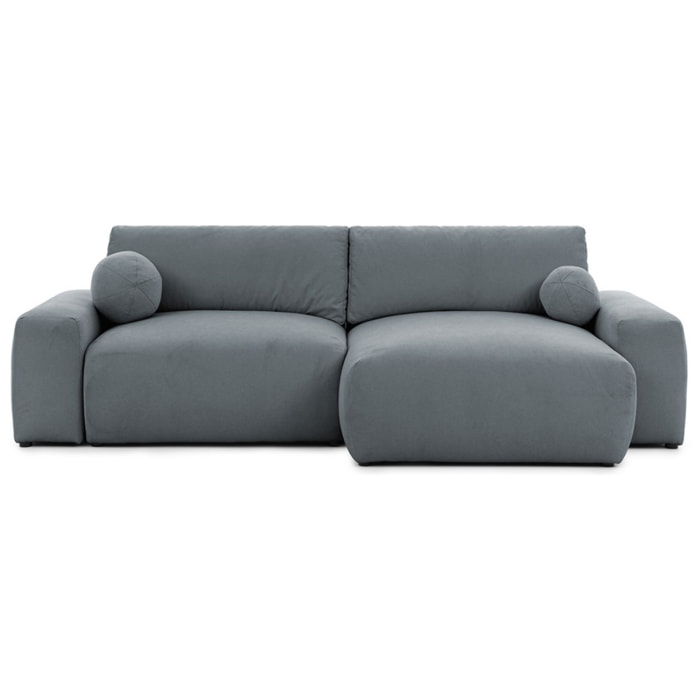 Constance - Canapé d'angle réversible 4 places convertible avec coffre en tissu - Gris