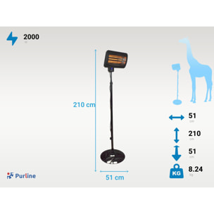 Estufa de exterior digital con pie y mando a distancia HEATY GLEAM PURLINE