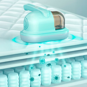 Aspirapolvere wireless a mano UV per letti. Pulisce efficacemente il tuo letto e i cuscini, aspirazione di 10kps con filtro quadruplo e funzione di aromaterapia anti-odori.
