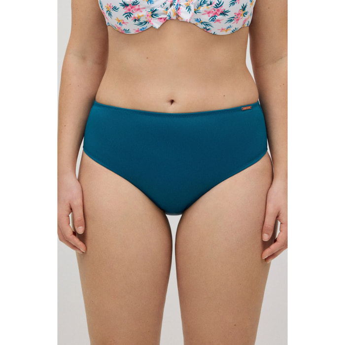 Slip bikini ad alta riduzione in micropiqué blu