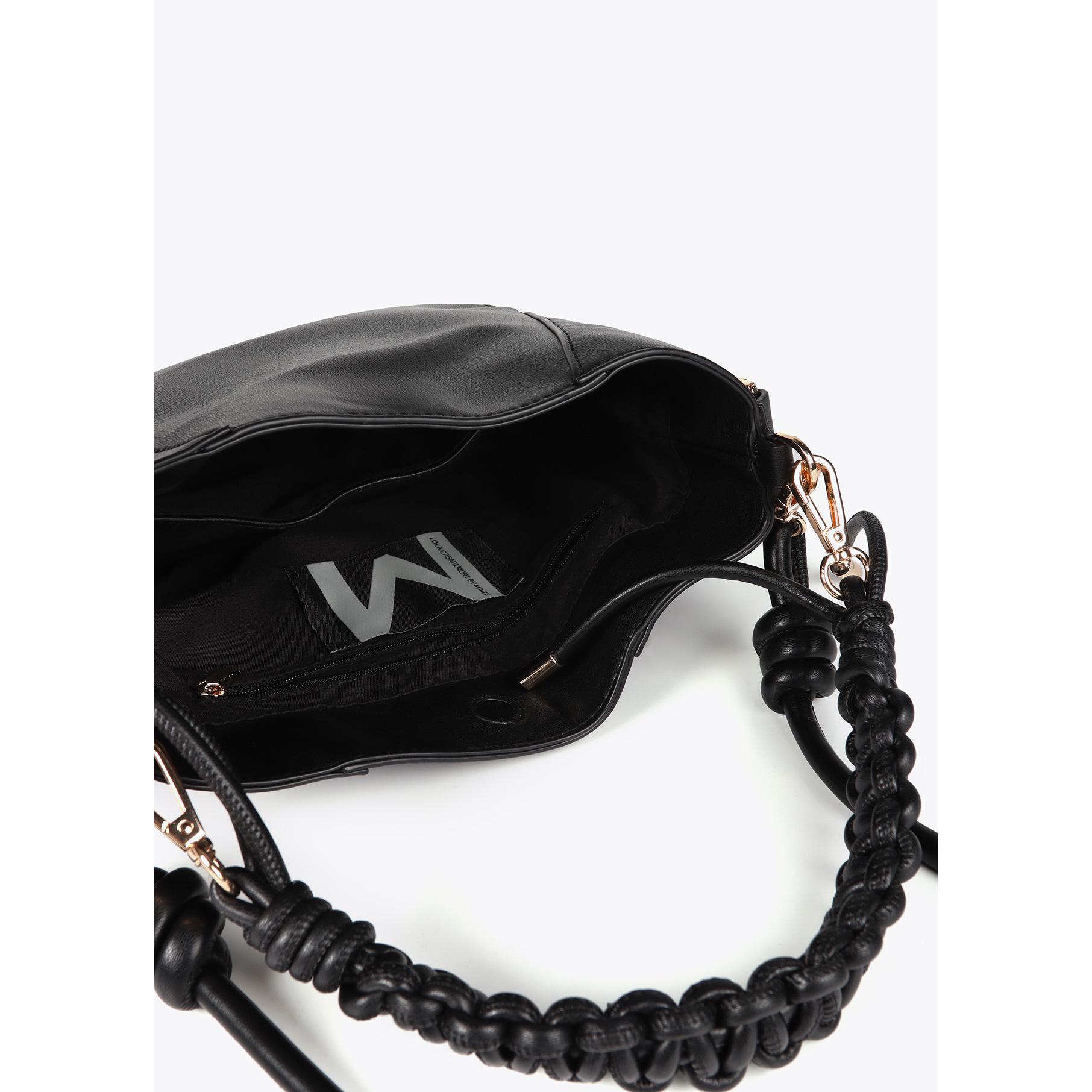 Borsa con manico intrecciato effetto pelle